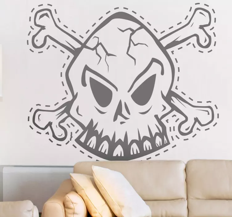 Adesivo decorativo de linha de corte de caveira - TenStickers
