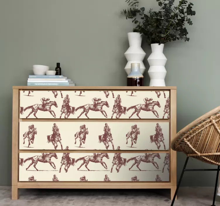 Autocolante para móveis motivo de padrão equestre - TenStickers