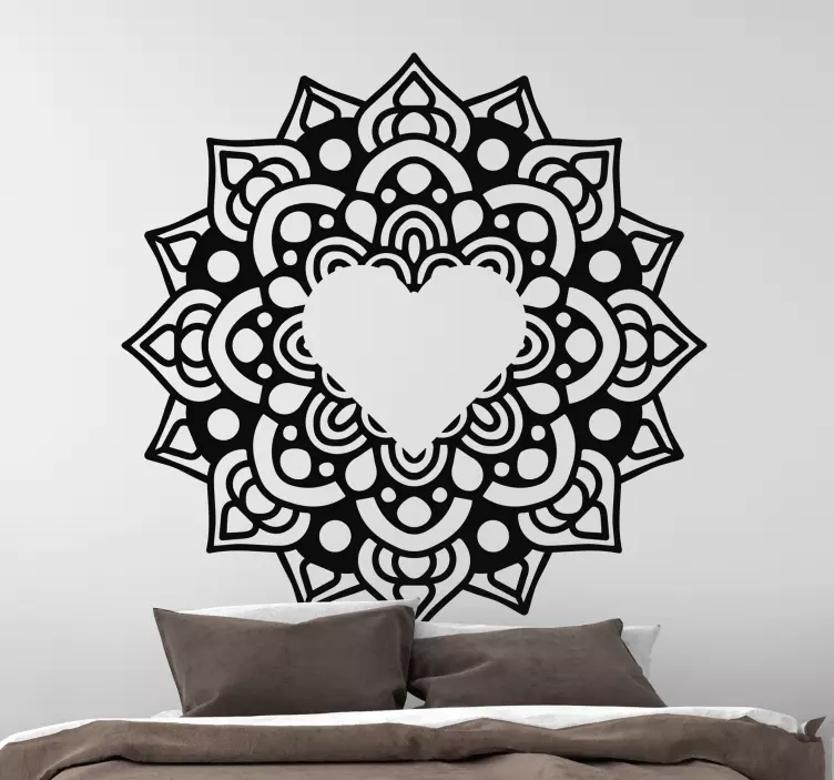 Adesivo decorativo padrão de mandala de coração - TenStickers