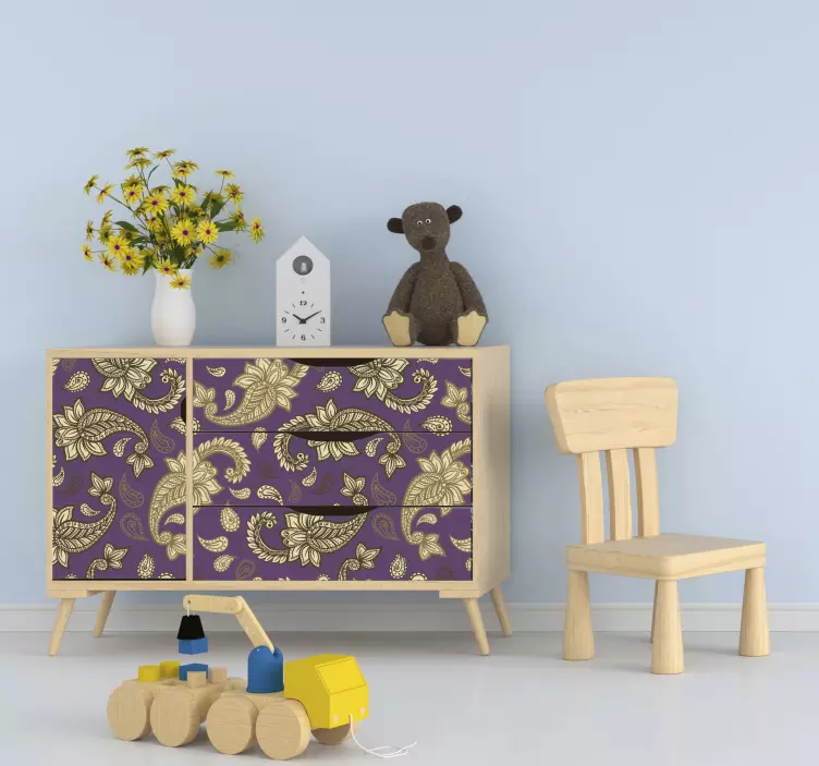Adesivo decorativo padrão floral roxo - TenStickers