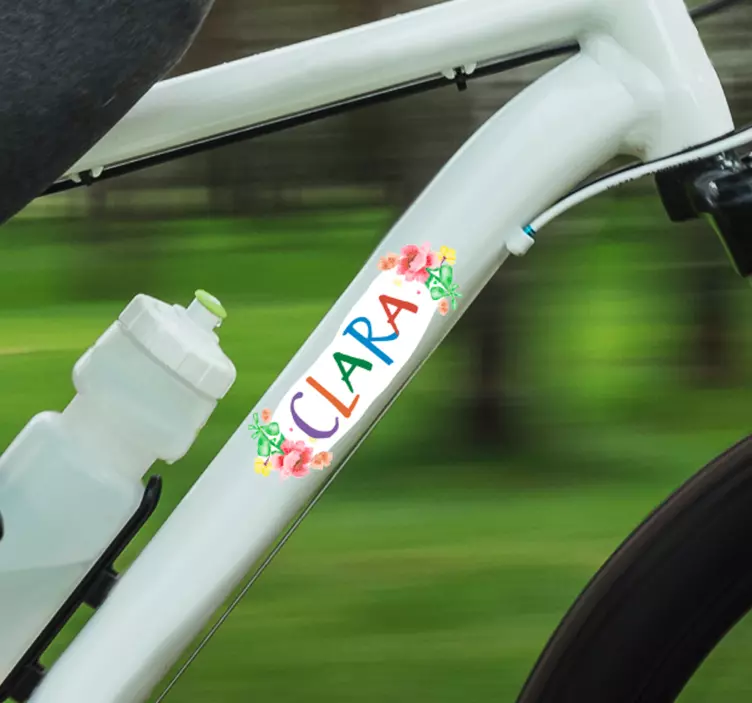 Vinil para bicicleta Flores com Nome - TenStickers