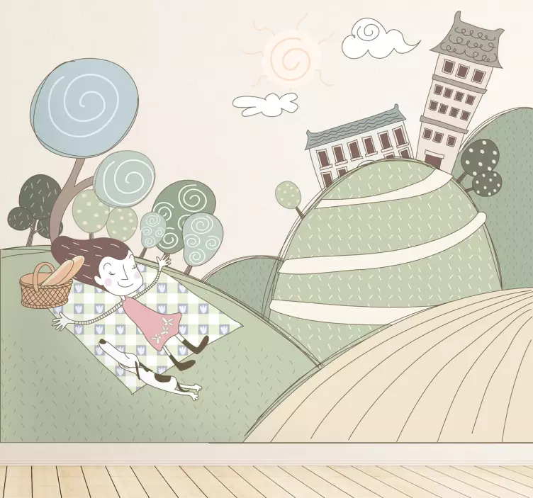 Adesivo decorativo piquenique de menina alegre - TenStickers