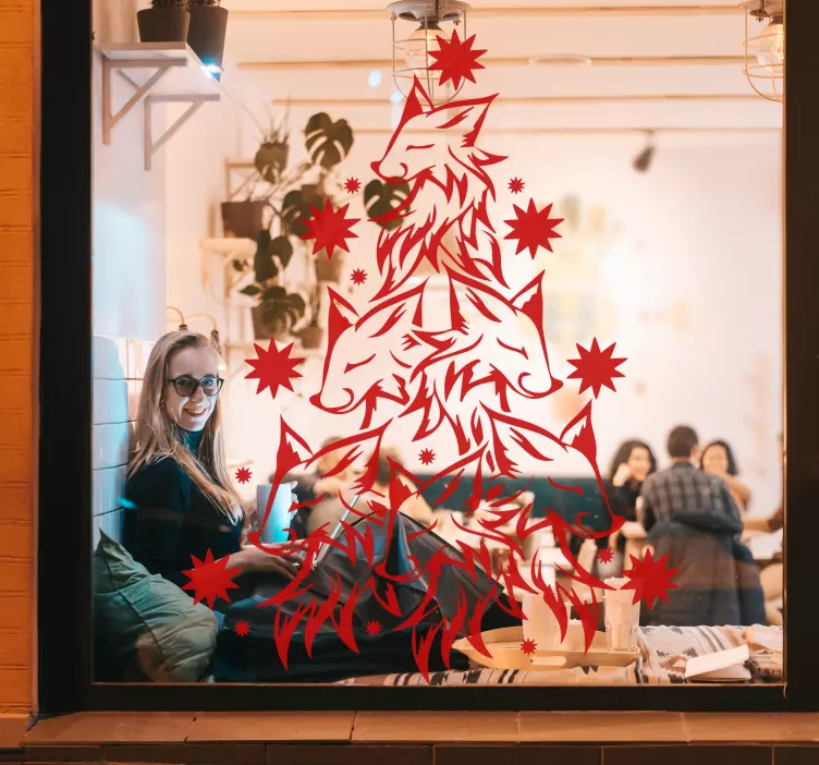 Adesivo design de natal com raposas - TenStickers