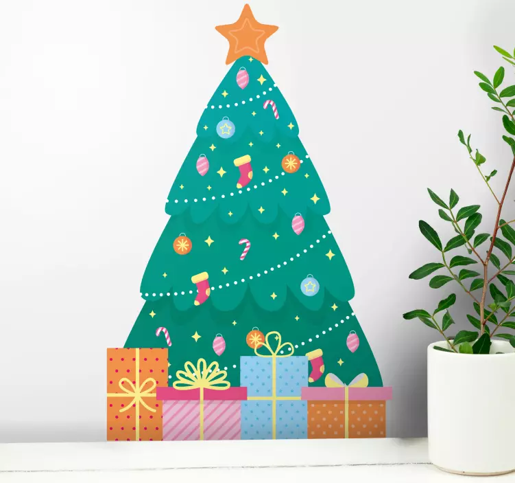 Adesivo festividade decoração de árvore de natal - TenStickers