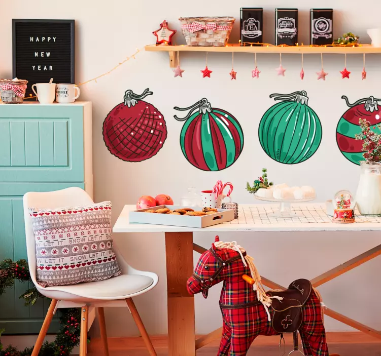 Adesivo festividade desenhos de enfeites festivos - TenStickers