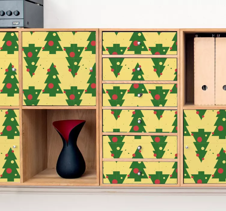 Adesivo festividade padrão de árvore de natal - TenStickers