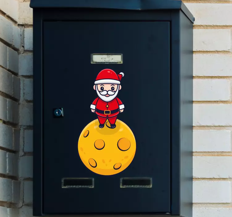 Adesivo de natal papai noel na lua - TenStickers