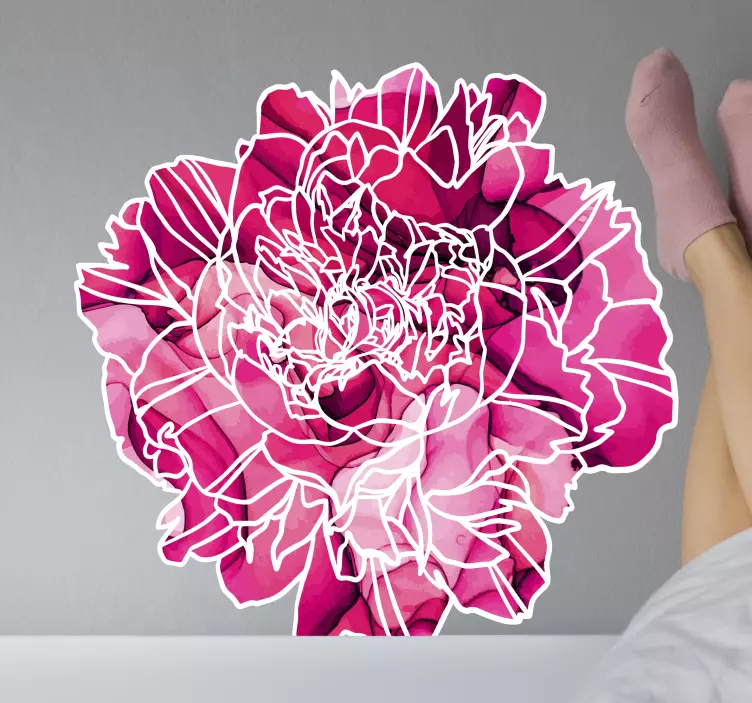 Adesivo flor contorno floral elegante - TenStickers