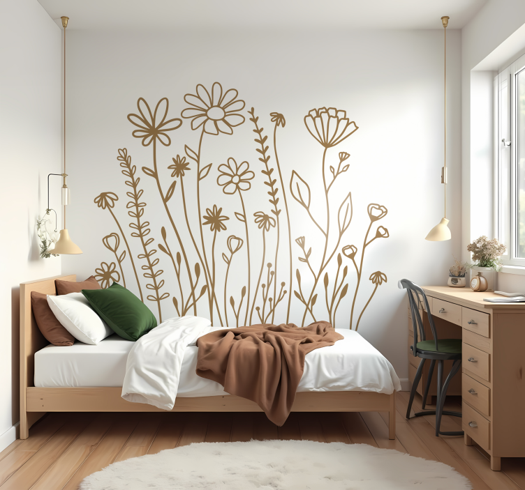 Adesivo flor jardim minimalista - TenStickers