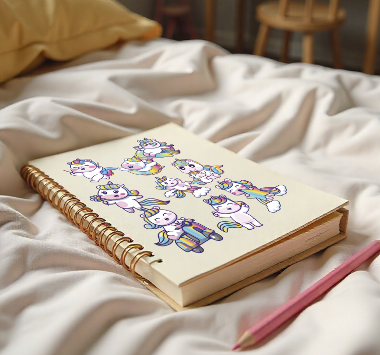 Adesivo educativo conjunto de design de unicórnio - TenStickers