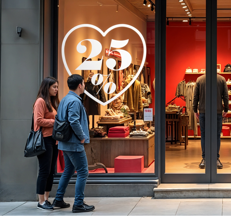 Adesivo São Valentim desconto de coração - TenStickers