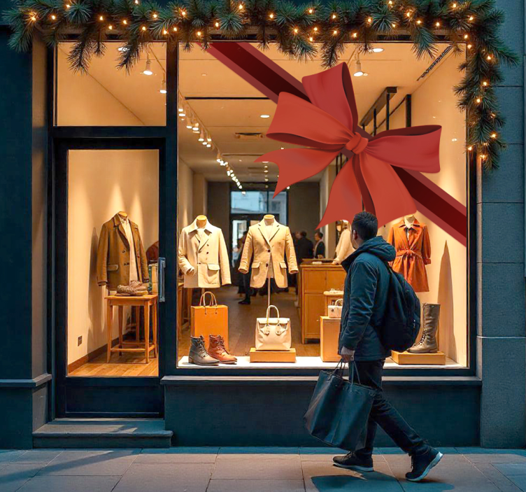 Adesivo para montras fita vermelha de canto - TenStickers