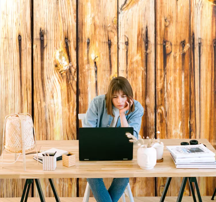 Autocolante animal fundo de painel de madeira - TenStickers