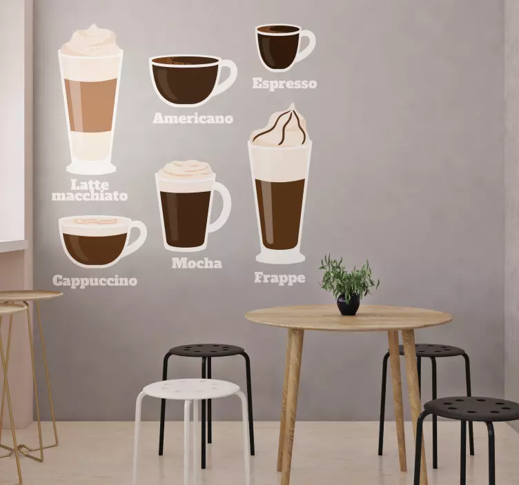 Autocolante animal ilustrações de bebidas de café - TenStickers