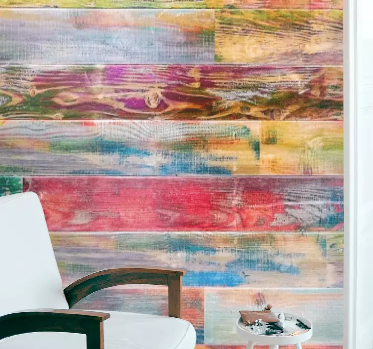 Autocolante animal listras coloridas de madeira - TenStickers