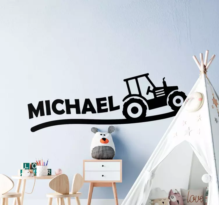 Autocolante animal nome personalizado do trator - TenStickers