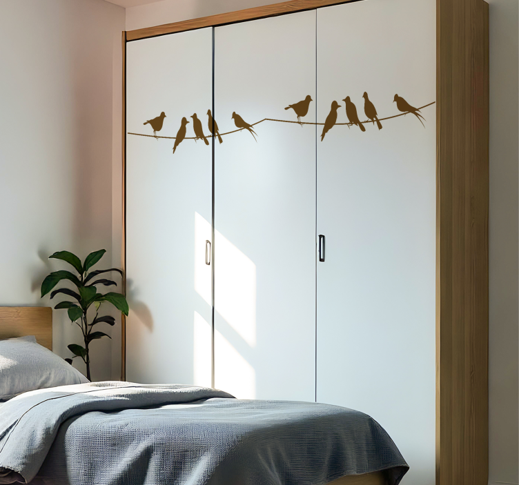 Autocolante para móveis pássaros no fio - TenStickers