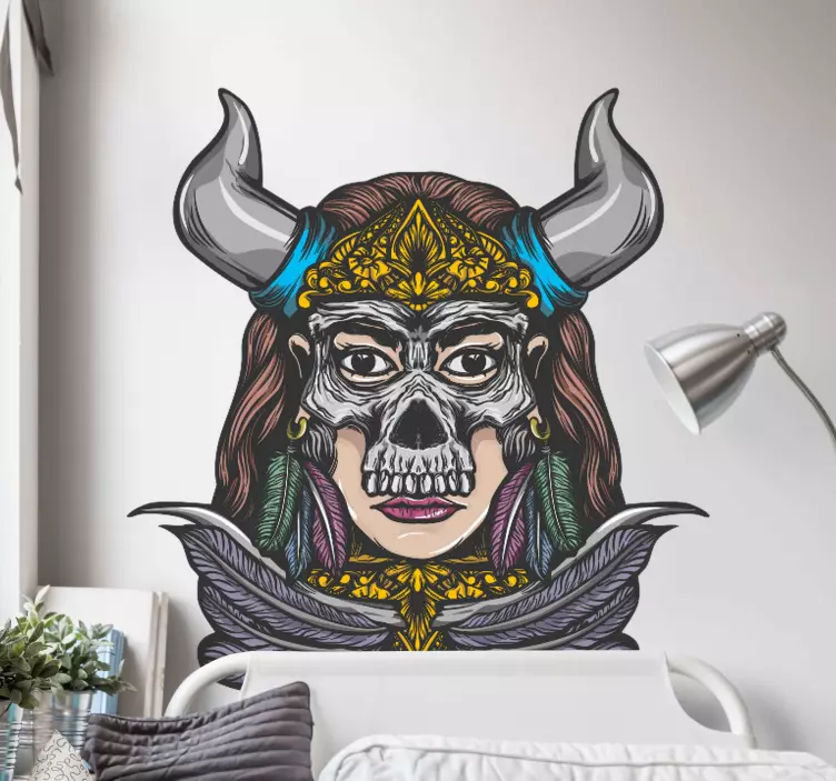 Autocolante animal personagem caveira viking - TenStickers