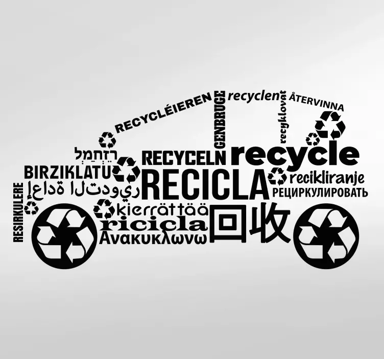 Autocolante animal símbolos e linguagens de reciclagem - TenStickers