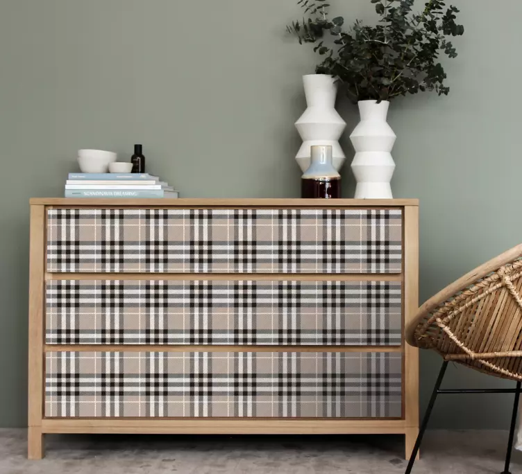 Autocolante para móveis sobreposição de padrão xadrez - TenStickers