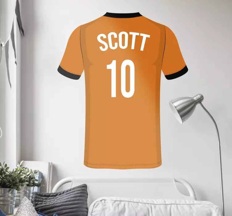 Adesivo futebol camisa laranja personalizável - TenStickers