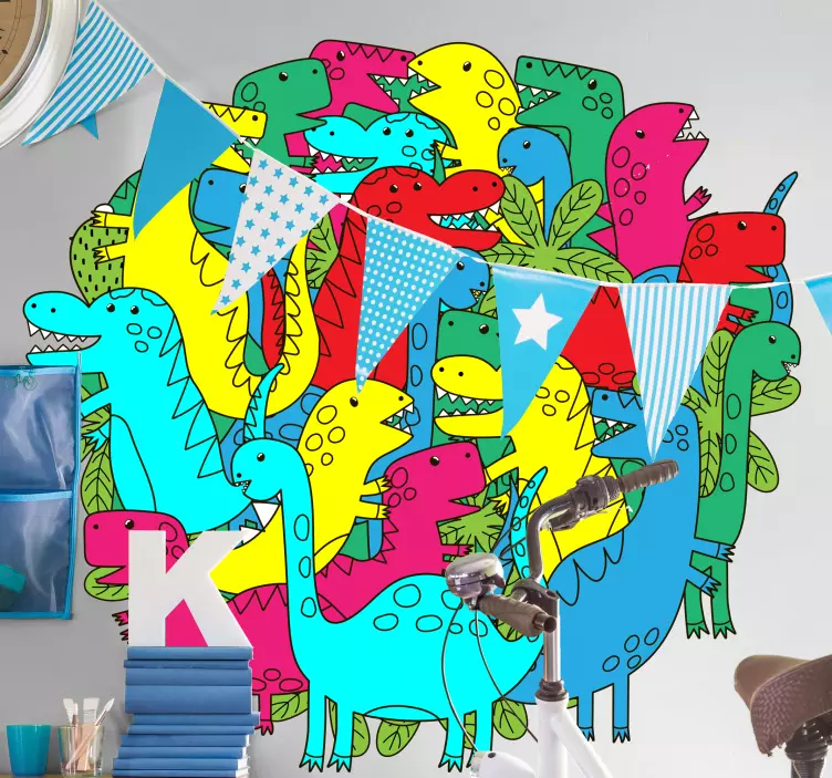 Adesivo grupo de dinossauros coloridos - TenStickers