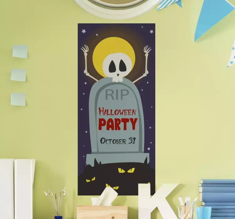 Adesivo Halloween cena assustadora de cemitério - TenStickers
