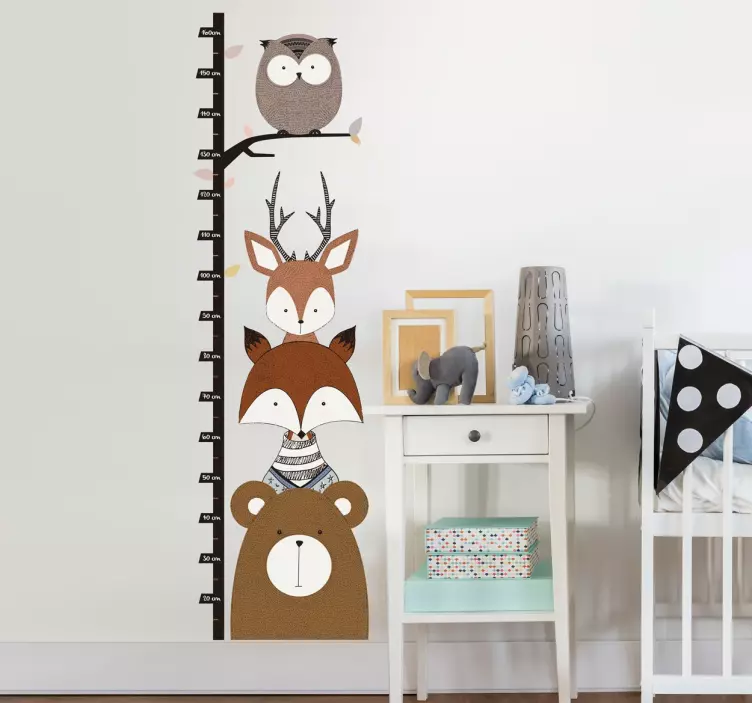 Adesivo infantil medidor animais de bosque - TenStickers