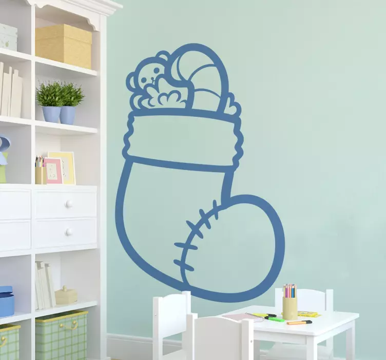 Adesivo infantil meia com presentes natal - TenStickers