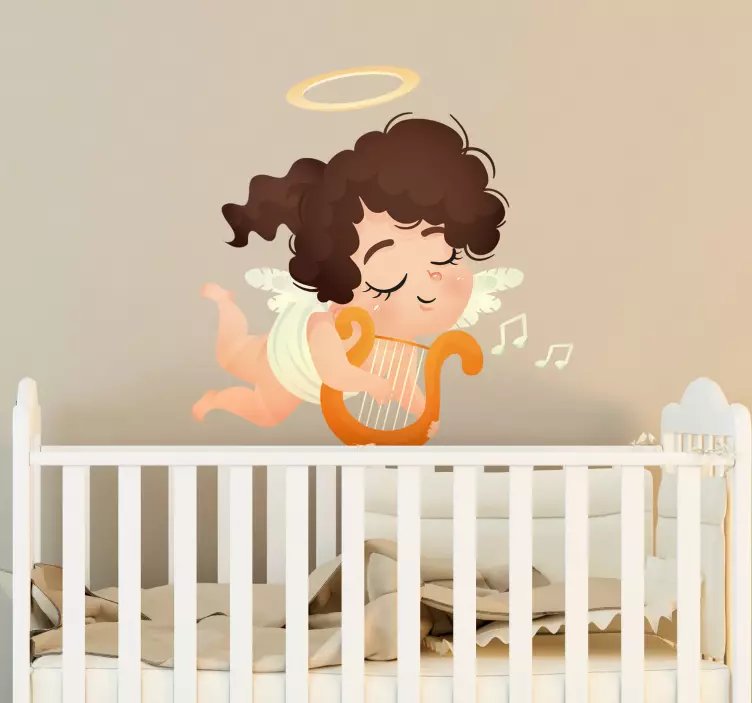 Adesivo infantil menina tocando harpa - TenStickers
