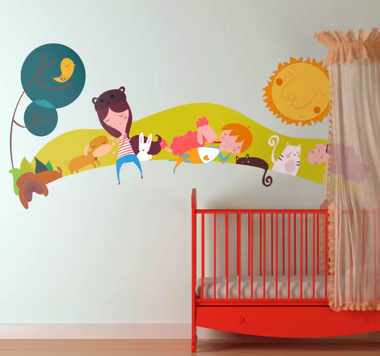 Adesivo infantil paisagem mascotes - TenStickers