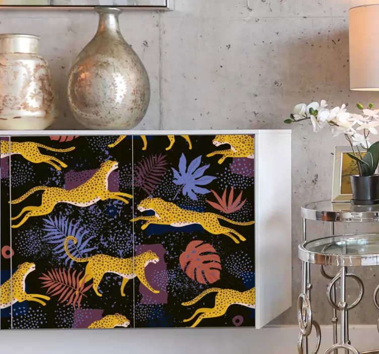 Autocolante para móveis leopardos saltadores - TenStickers