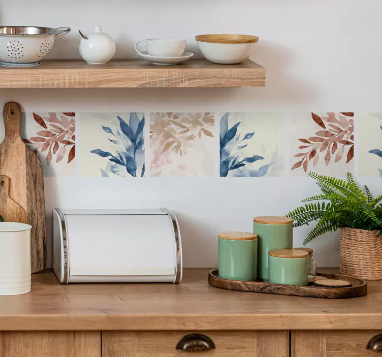 Adesivo azulejos padrão floral em aquarela - TenStickers