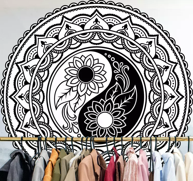Autocolante animal padrão floral yin yang - TenStickers