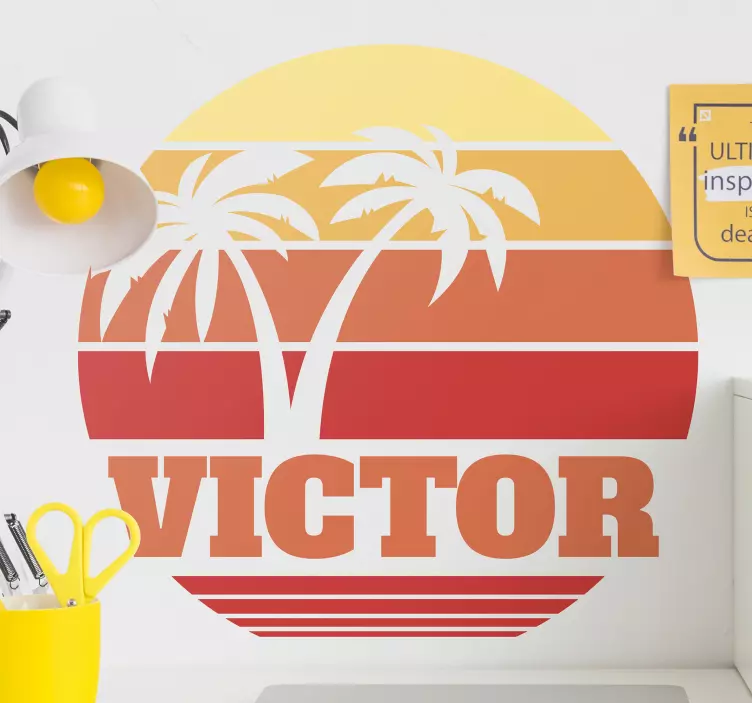 Adesivo natureza silhueta de palma ao pôr do sol - TenStickers