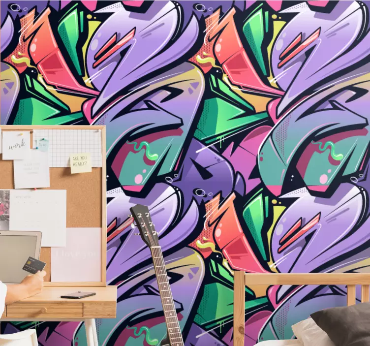 Adesivo para adolescente grafite abstrato vibrante - TenStickers