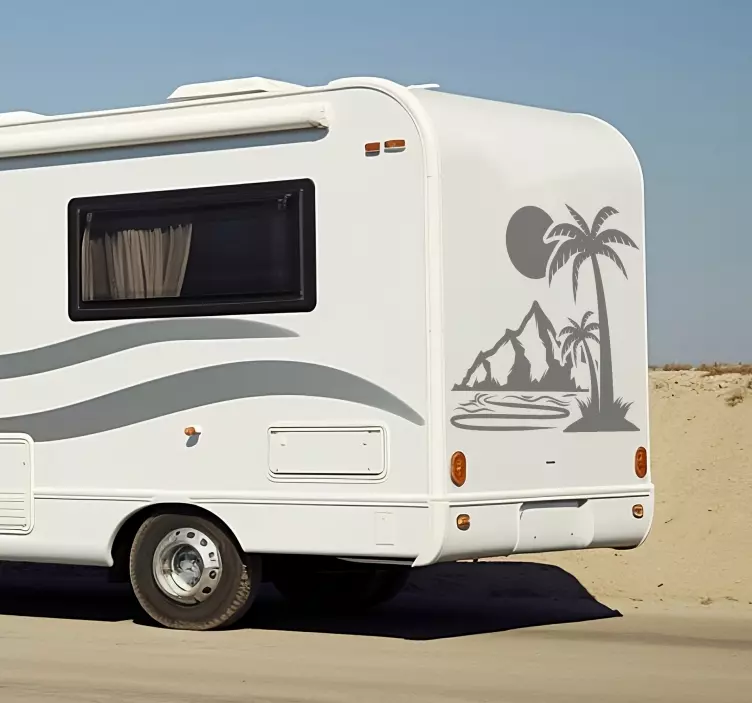 Autocolante para caravanas Árvore de palmeira e montanhas - TenStickers