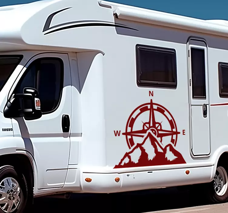 Autocolante para caravanas bússola e montanhas - TenStickers