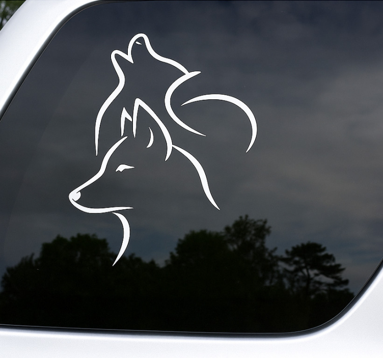 Adesivo para carro arte de linha de lobo - TenStickers