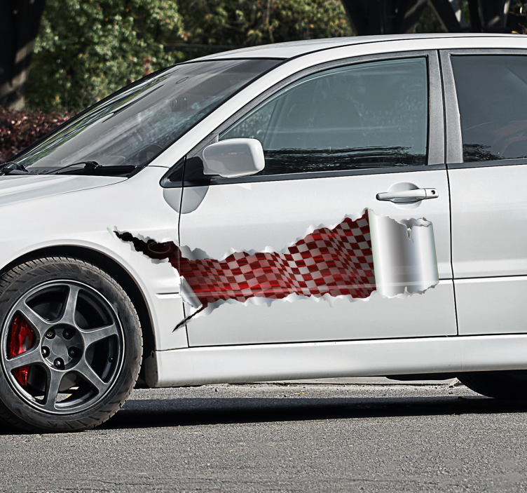 Adesivo para carro corrida de chapa de metal rasgada - TenStickers