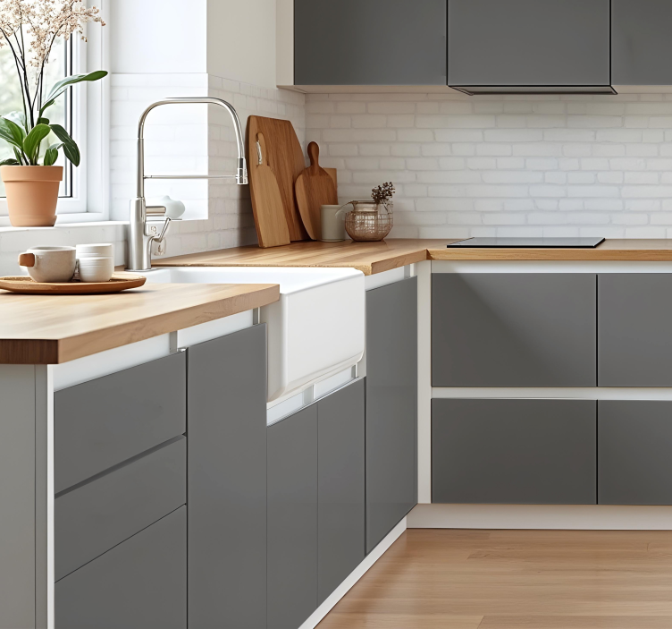 Adesivo para cozinha tom cinza fosco - TenStickers