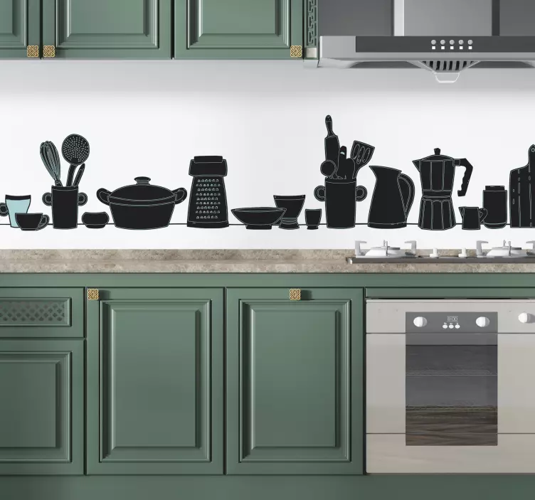 Adesivo para cozinha utensílios monocromáticos - TenStickers