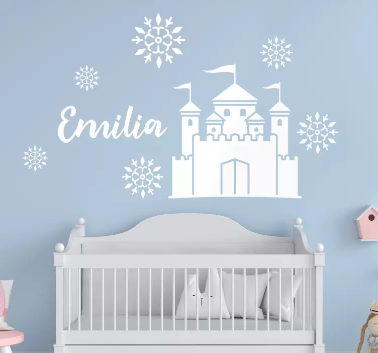Adesivo para crianças castelo personalizado e flocos de neve - TenStickers
