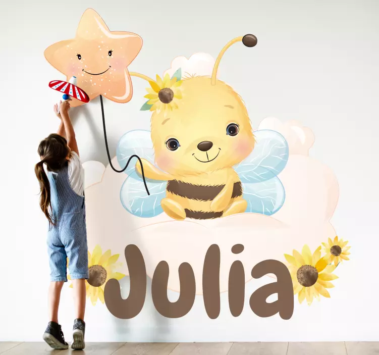 Adesivo para crianças com design de abelhinha encantadora - TenStickers