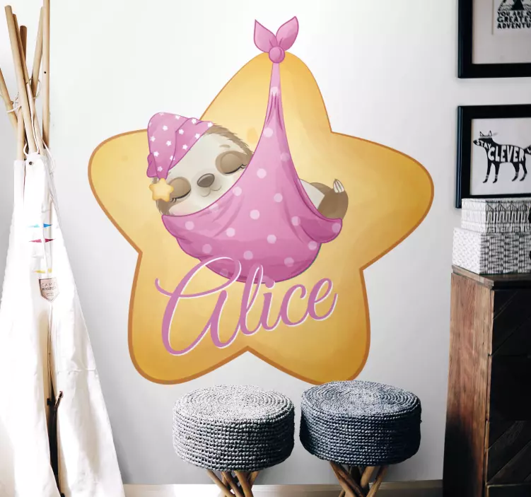 Adesivo para crianças design de preguiça adormecida - TenStickers