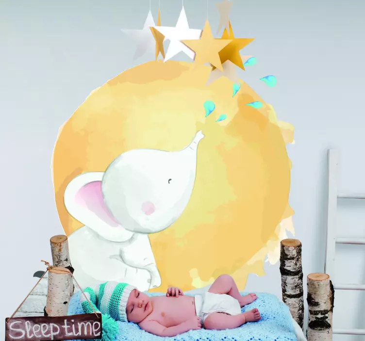 Adesivo para crianças elefante sonhando com estrelas - TenStickers