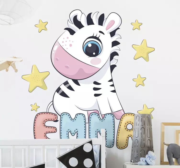 Adesivo para crianças escultura de zebra encantadora - TenStickers