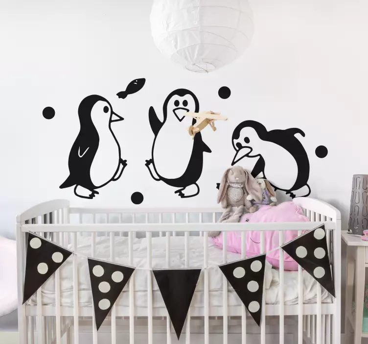 Adesivo para crianças família de pinguins brincalhões - TenStickers