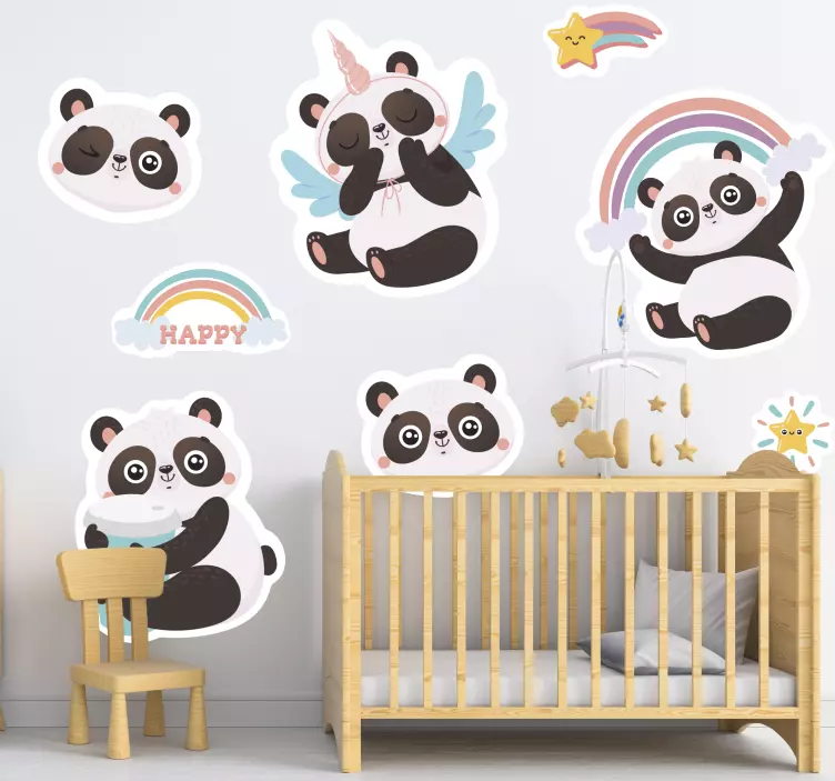 Adesivo para crianças figuras de panda encantadoras - TenStickers