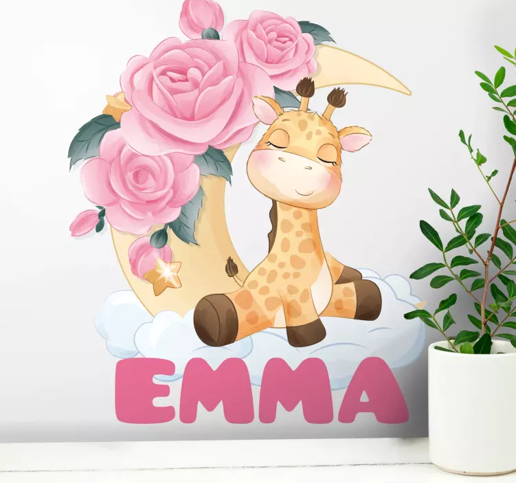 Adesivo para crianças girafa com flores - TenStickers